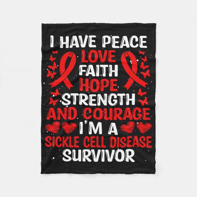 Survivor Peace Hope Kärlek Sickle Cell Disease Med Fleecefilt (Framsidan)