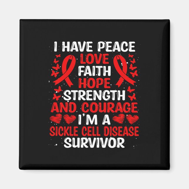 Survivor Peace Hope Kärlek Sickle Cell Disease Med Magnet (Framsidan)