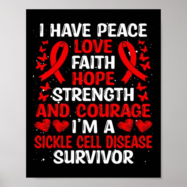Survivor Peace Hope Kärlek Sickle Cell Disease Med Poster (Framsidan)