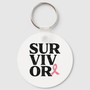 Survivor Rosa Ribbon Warrior Breast Cancer Awarene Nyckelring