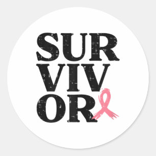 Survivor Rosa Ribbon Warrior Breast Cancer Awarene Runt Klistermärke