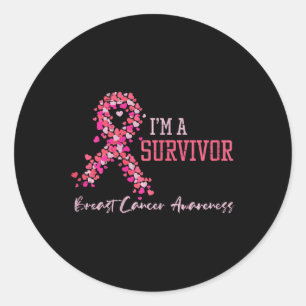 Survivor Rosa Rosett band Hearts Breast Cancer Awa Runt Klistermärke