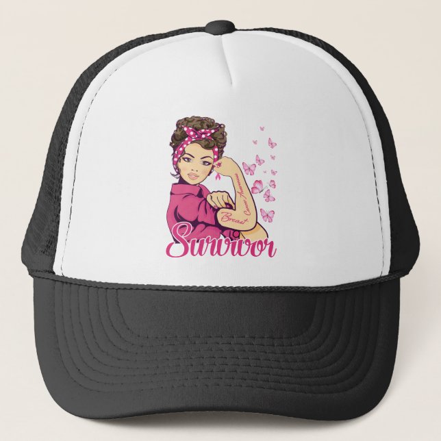 Survivor Rosie Riveter Breast Cancer Awareness Keps (Framsida)