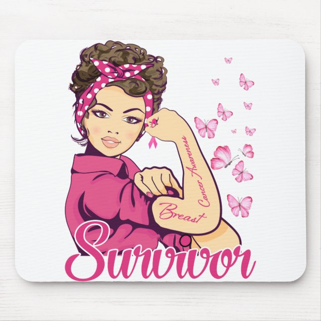 Survivor Rosie Riveter Breast Cancer Awareness Musmatta (Framsidan)