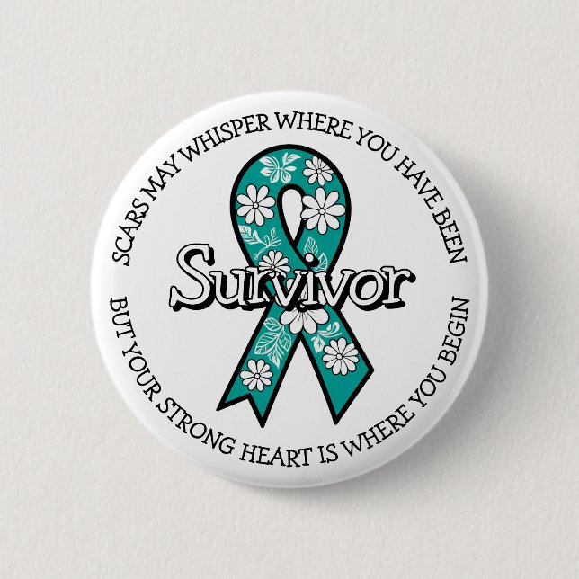 Survivor SA Teal Awareness Ribbon Knapp (Framsida)