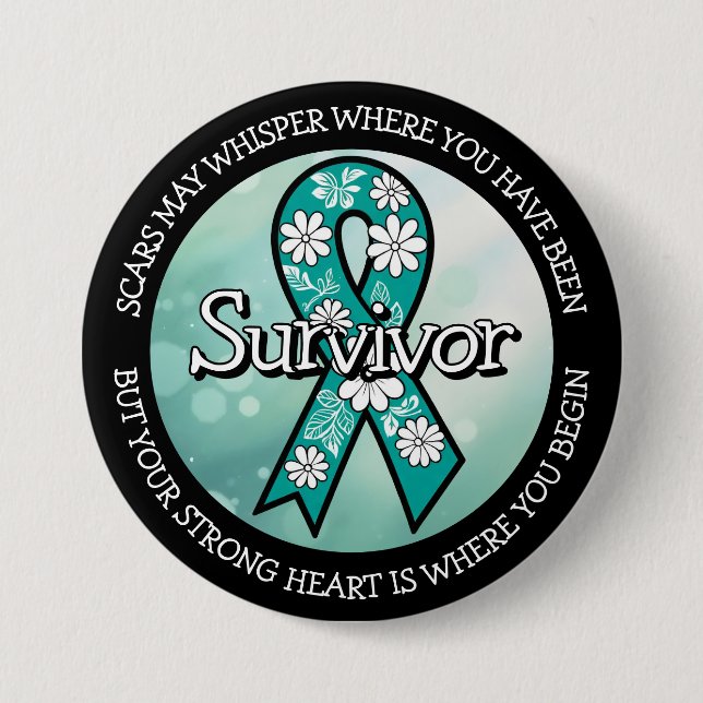 Survivor SA Teal Awareness Ribbon Knapp (Framsida)