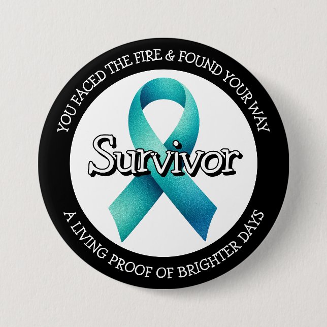 Survivor SA Teal Awareness Ribbon Knapp (Framsida)