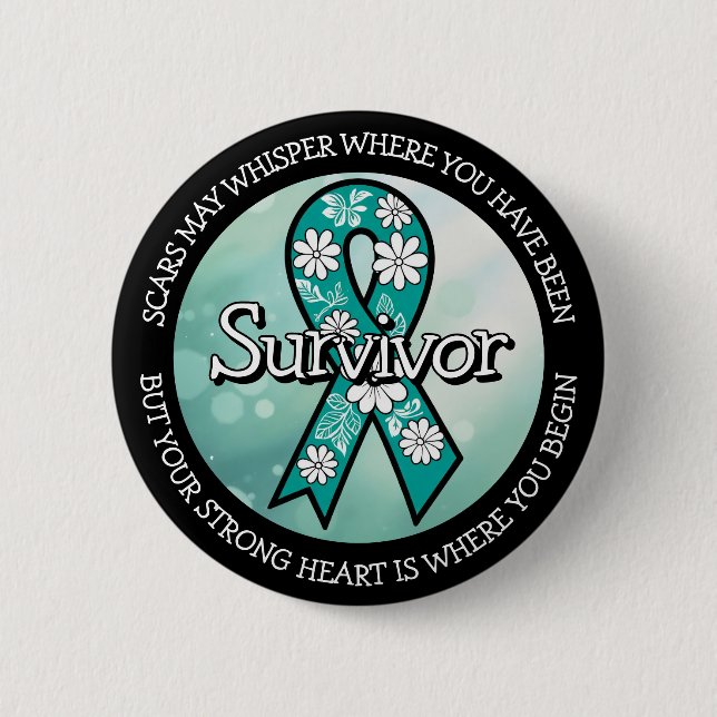Survivor SA Teal Awareness Ribbon Knapp (Framsida)