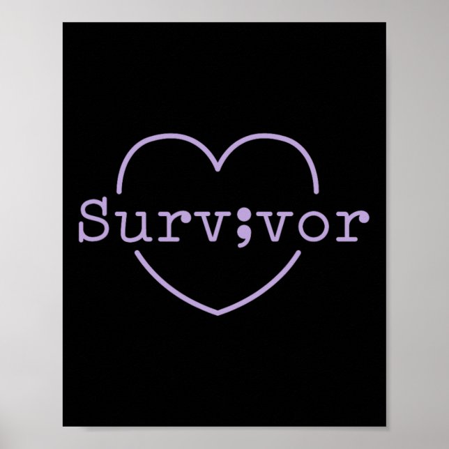 Survivor Semikolon - Förebyggande av självmord Psy Poster (Framsidan)