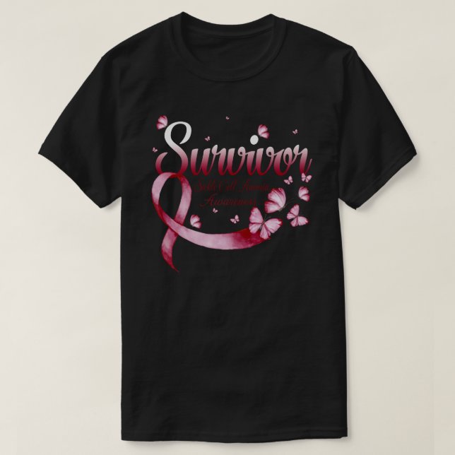 Survivor Sickle Cell Anemia  Awareness Butterfly T Shirt (Design framsida)
