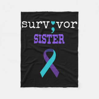 Survivor Sister Semicolon Gift Suicide Prevention Fleecefilt