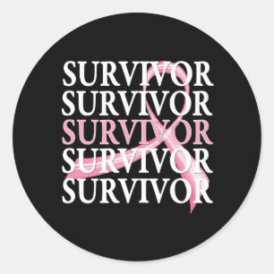 Survivor Whimsical Collage Breast Cancer Runt Klistermärke