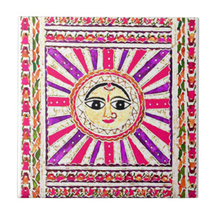 Surya hinduisk solgud kakelplatta