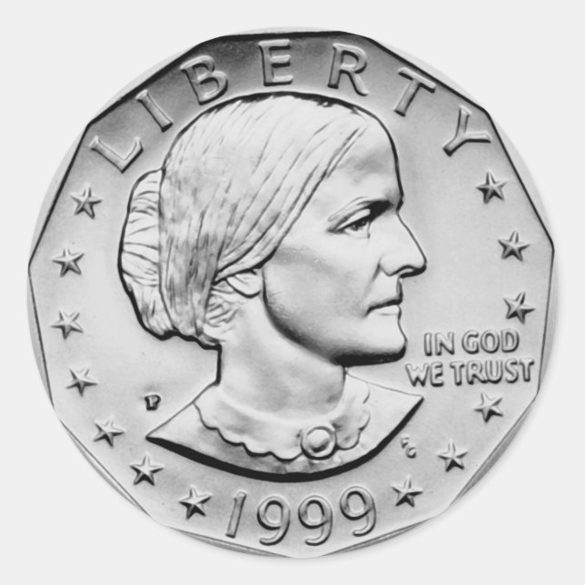 Susan B Anthony Dollar Runt Klistermärke (Framsida)