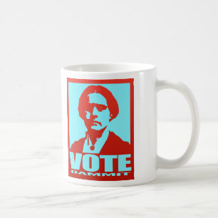 Susan B. Anthony Vote Dammit Pop Art Red and Aqua Kaffemugg