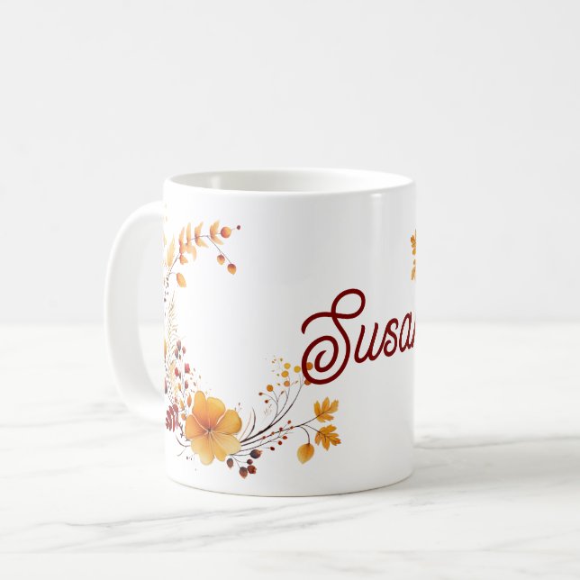 Susan, bara för Susan blomsterdesign,  Kaffemugg (Framsida vänster)