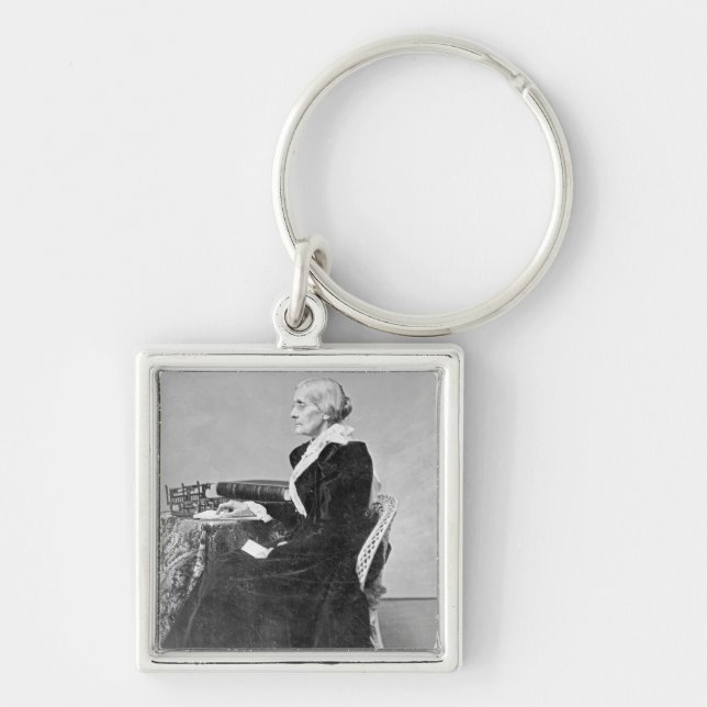 Susan Brownell Anthony Fyrkantig Silverfärgad Nyckelring (Framsidan)