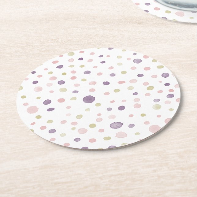Susan Confetti Watercolor Dots Papper Underlägg Rund (Vinklad)