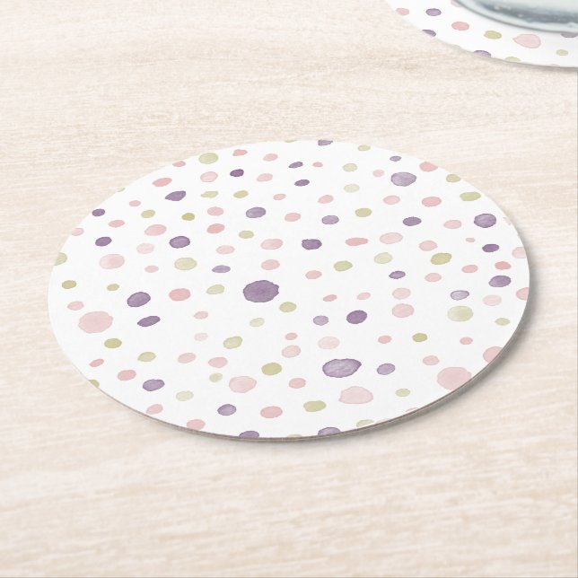 Susan Confetti Watercolor Dots Pappersunderlägg Underlägg Papper Rund (Vinklad)