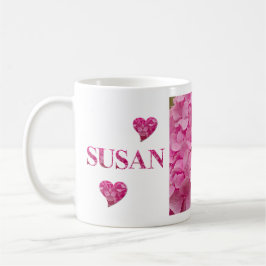 "Susan" Rosa Hydrangea Blommigt Brev & Cute Heart Kaffemugg
