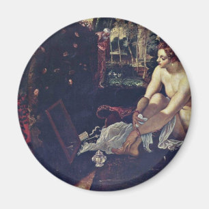 Susanna vid Tintoretto Jacopo (bäst kvalitets-) Magnet
