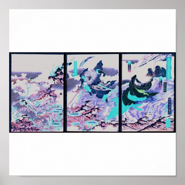 Susano som slumrar Yamata-no-Orochi ca 1870-talet Poster (Framsidan)