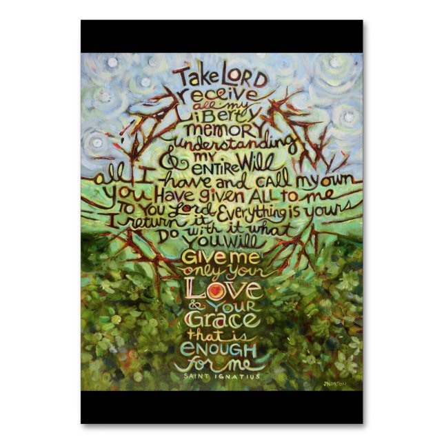 Suscipe Prayer of St Ignatius, ta Lord, ta emot Bordsnummer (Framsidan)