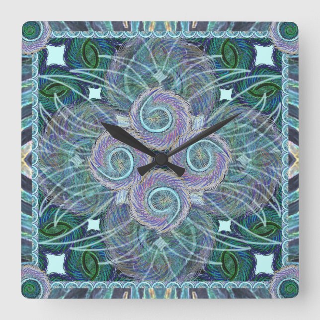 Susea Blu Studios Feather Mandela Clock Fyrkantig Klocka (Framsida)