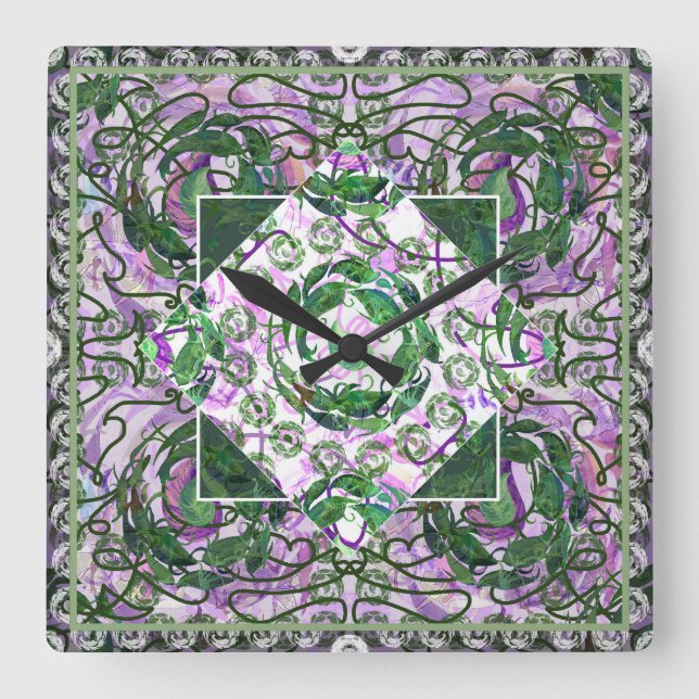 Susea Blu Studios Garden Mandela Clock Fyrkantig Klocka (Framsida)