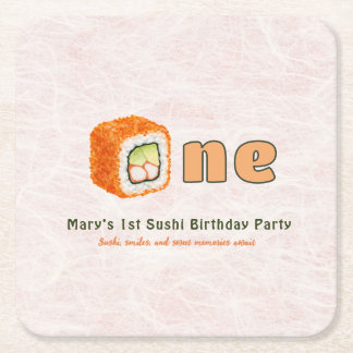 Sushi- 1st Birthday Underlägg Papper Kvadrat