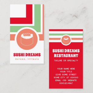 Sushi-Affärskortet med stripe-Chic Visitkort