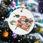 Sushi Älskare Food Japanska Julgransprydnad Keramik<br><div class="desc">Den här designen kan vara personlig om du väljer Redigera design. Du kan också överföra till andra objekt. Kontakta mig på colorflowcreations@gmail.com eller använda alternativet chatta överst på sidan om du vill ha den här designen på en annan produkt eller behöver hjälp. Se mer av mina design eller följ mig...</div>