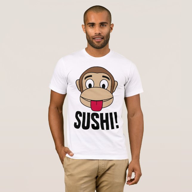 SUSHI ÄLSKARE, MONKEY T-shirts, Funny Tröja (Hel framsida)