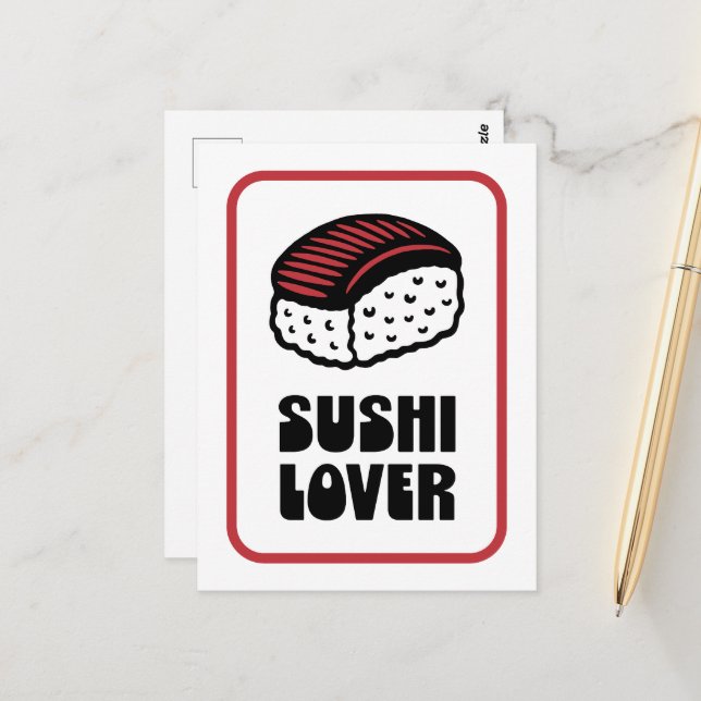 Sushi älskare nigiri retro-estetisk vykort (Fram/Back In Situ)