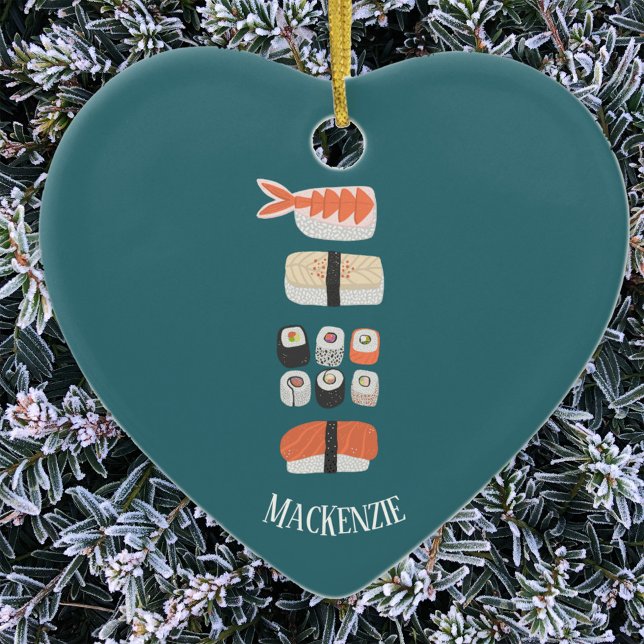 Sushi Älskare Personlig Ceramic Ornament (Sushi lover personalized custom name ceramic ornament)