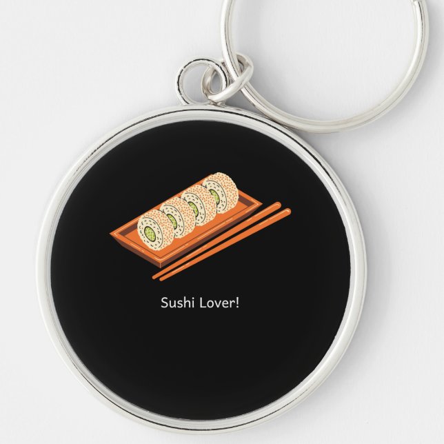 Sushi Älskare Rund Silverfärgad Nyckelring (Framsidan)