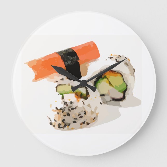 SUSHI älskare Wall Clocks Stor Klocka (Framsida)
