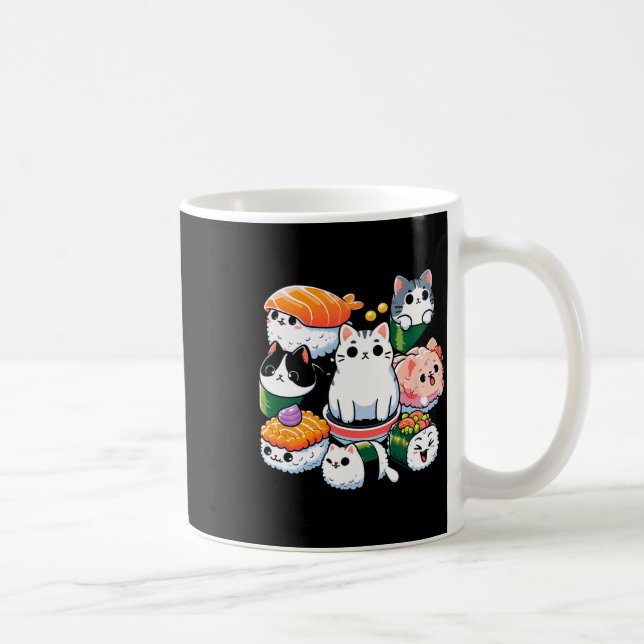 Sushi Anime Cat Sushi Älskare Gift Kaffemugg (Höger)