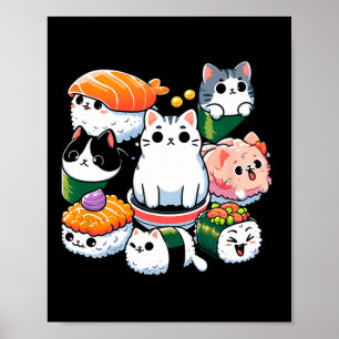 Sushi Anime Cat Sushi Älskare Gift Poster