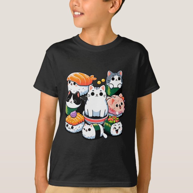 Sushi Anime Cat Sushi Älskare Gift T Shirt (Framsida)