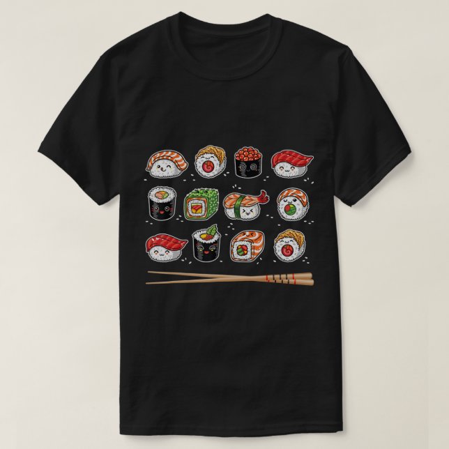 Sushi Anime Kawaii Japanska Food Älskare Otaku Man T Shirt (Design framsida)