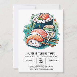 Sushi Anpassningsbar Birthday Inbjudningar