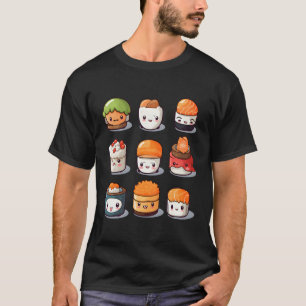 Sushi Ansikte Nigiri Maki Sashimi Salmon Japansk f T Shirt