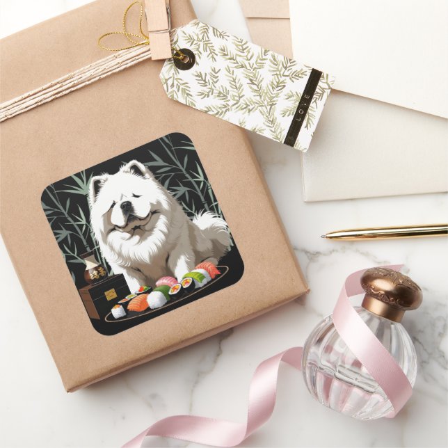 SUSHI ANYONE - Cream Chow  Fyrkantigt Klistermärke (Gifting)