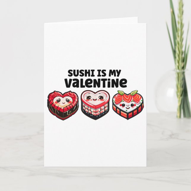 Sushi är min valentin Söt Kawaii Retro Hjärtform Kort (Framsida)