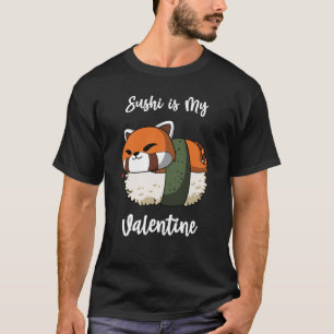 Sushi är Valentine Red Panda Valentindagen T Shirt
