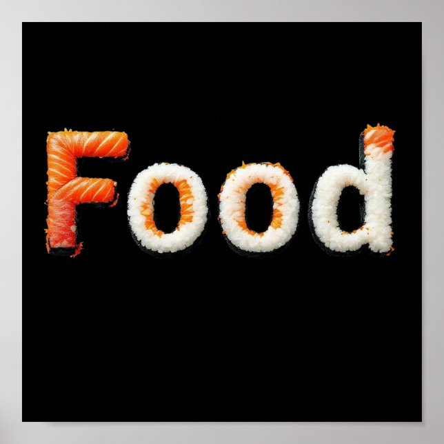 Sushi Art - Japanska Cuisineet Lettering Design Poster (Framsidan)