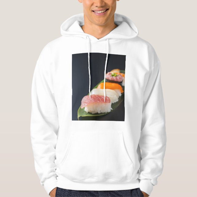 Sushi art on a leaf | A piece of clothing that exu Hoodie (Framsida)