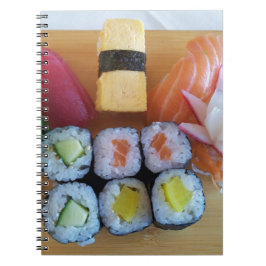 Sushi Asia Fish Ris Food Anteckningsbok Med Spiral