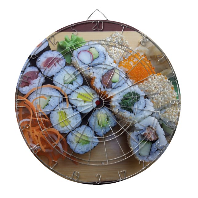 Sushi Asia Ris Fish Food Sea Darttavla (Framsidan)